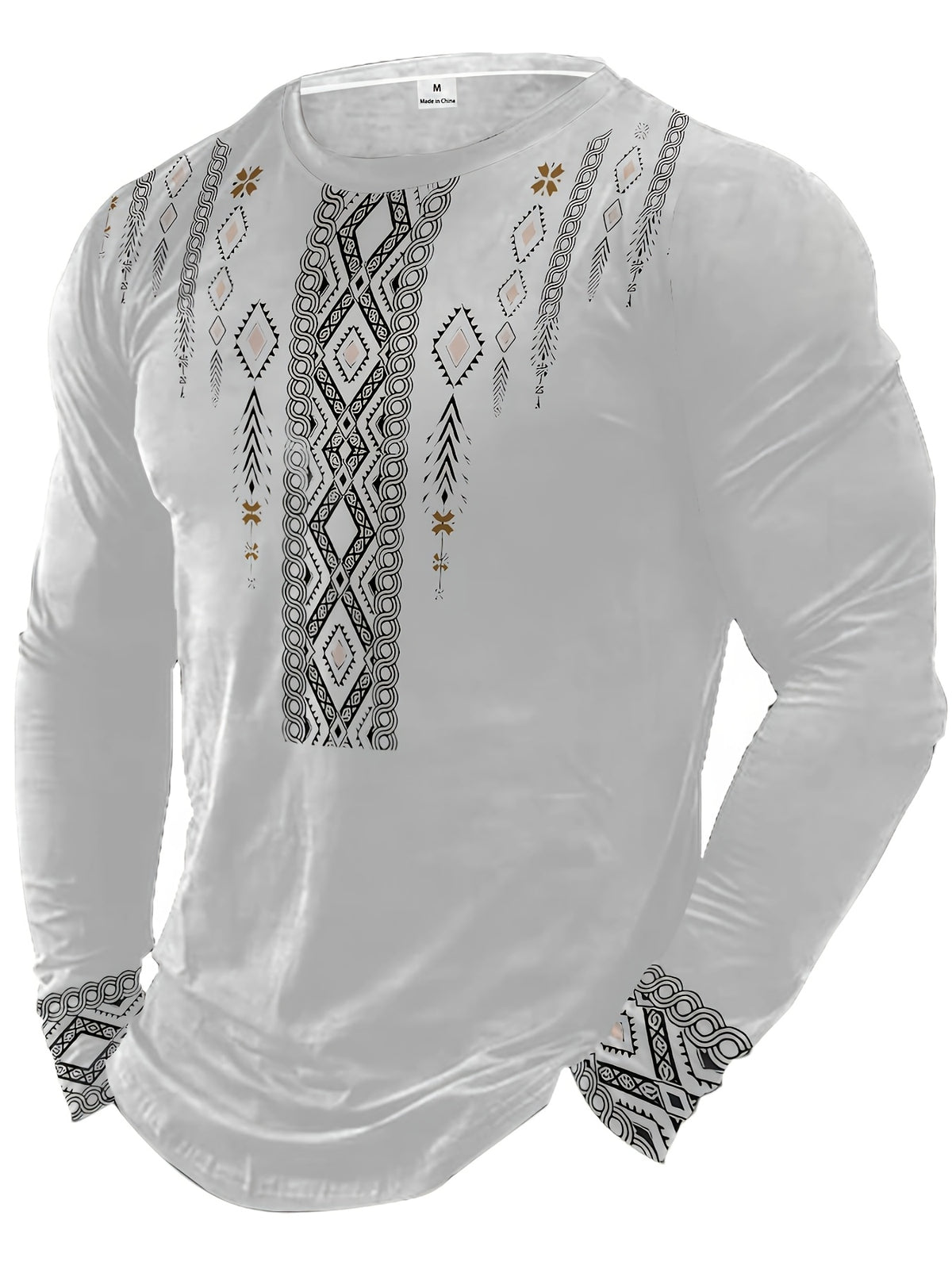 Men’s Tribal Geometric Print Long Sleeve T-Shirt
