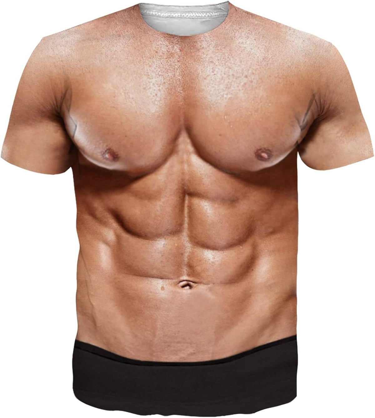 Unisex 3D Muscle Chest Graphic Short Sleeve T-Shirt