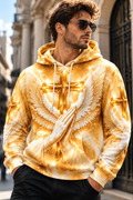 Men’s 3D Golden Cross Angel Wings Pullover Hoodie