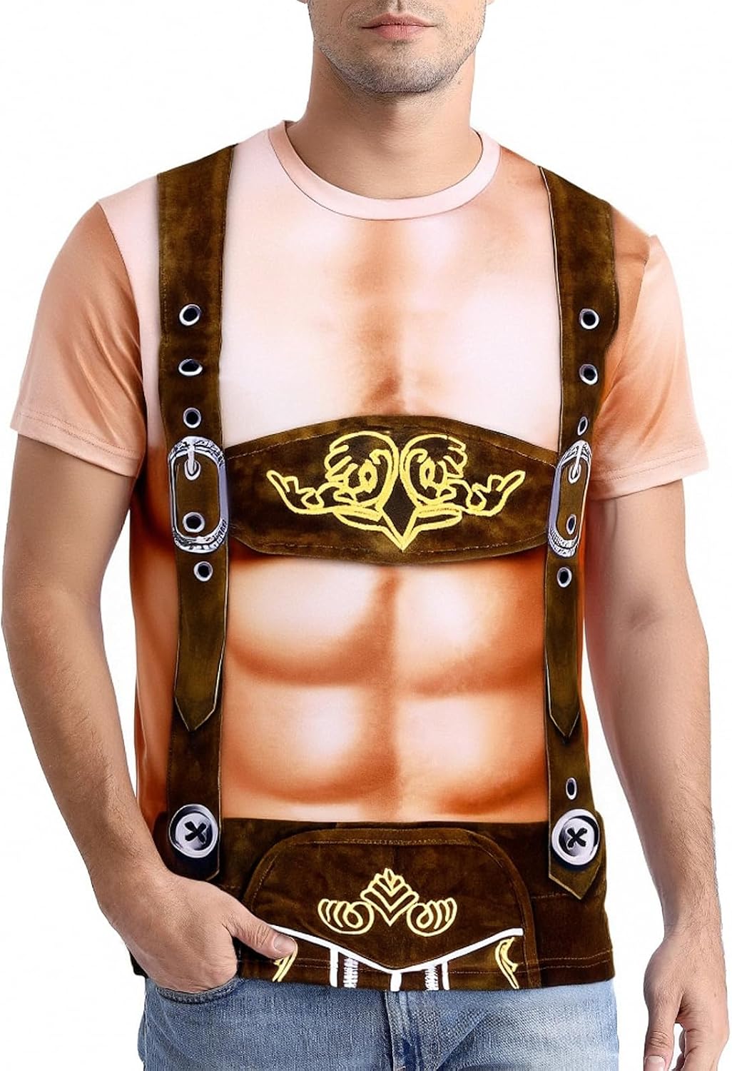 Men’s 3D Muscle Print Novelty T-Shirt