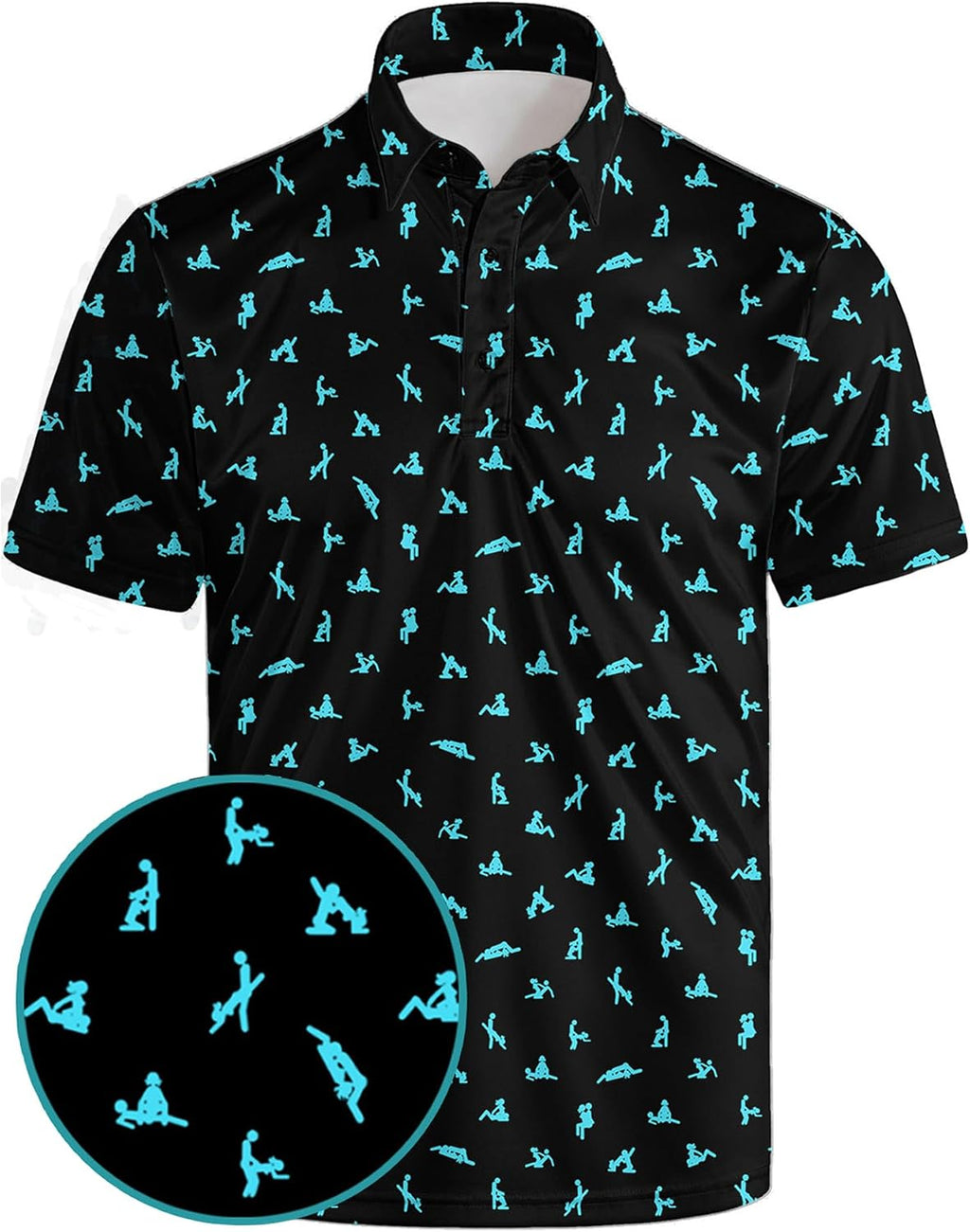 Men’s Funny Print Quick-Dry Performance Golf Polo Shirt - 70s-floral