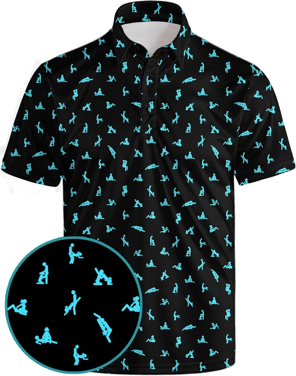 Men’s Funny Print Quick-Dry Performance Golf Polo Shirt - 70s-floral