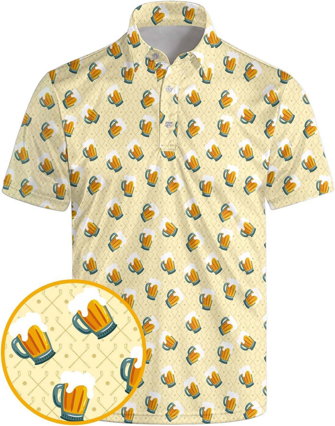 Men’s Funny Print Quick-Dry Performance Golf Polo Shirt