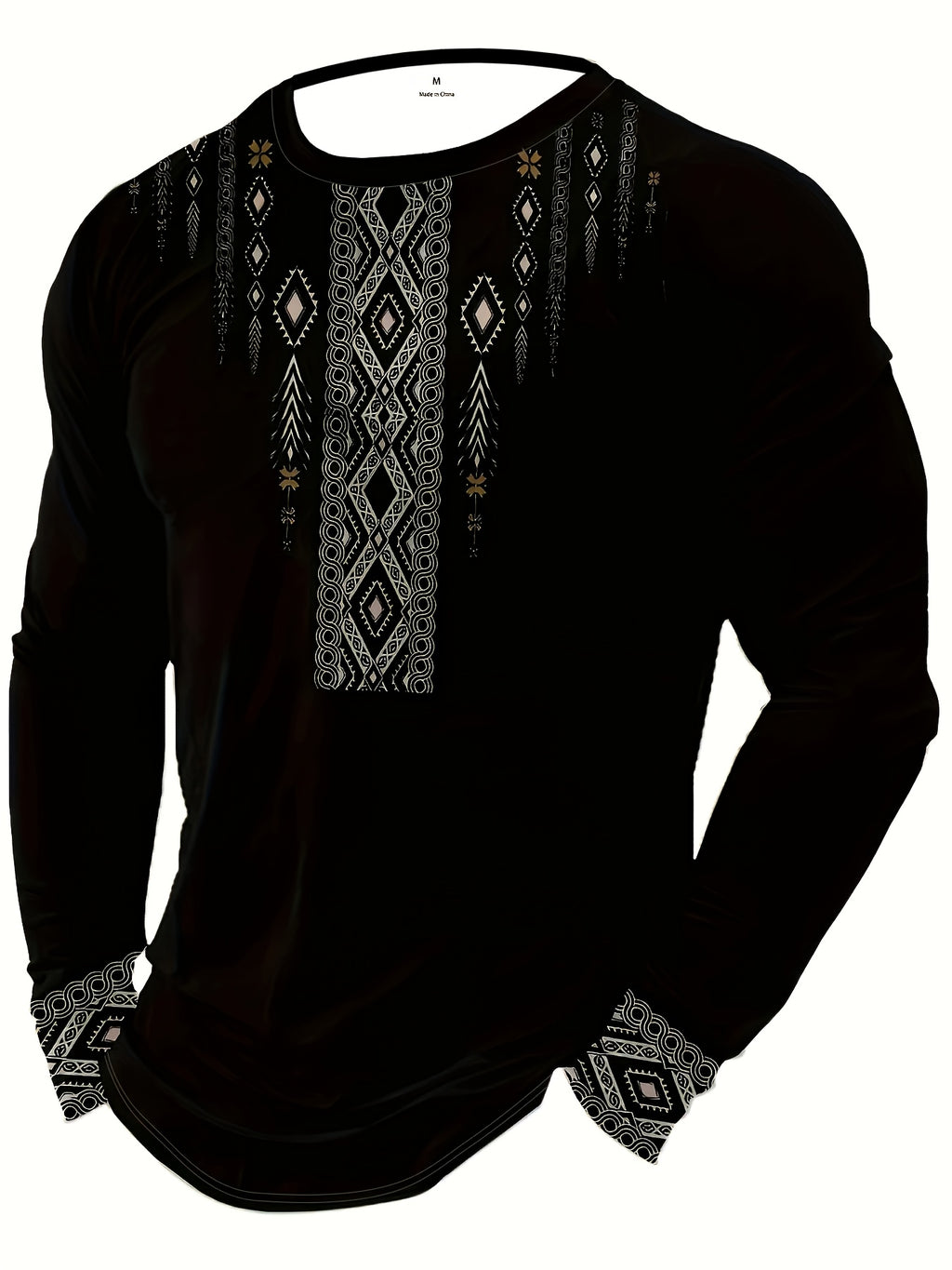 Men’s Tribal Geometric Print Long Sleeve T-Shirt