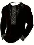 Men’s Tribal Geometric Print Long Sleeve T-Shirt