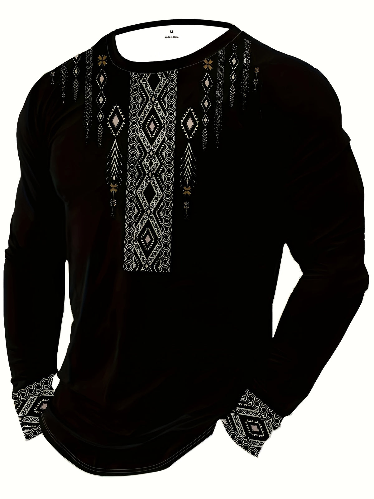 Men’s Tribal Geometric Print Long Sleeve T-Shirt
