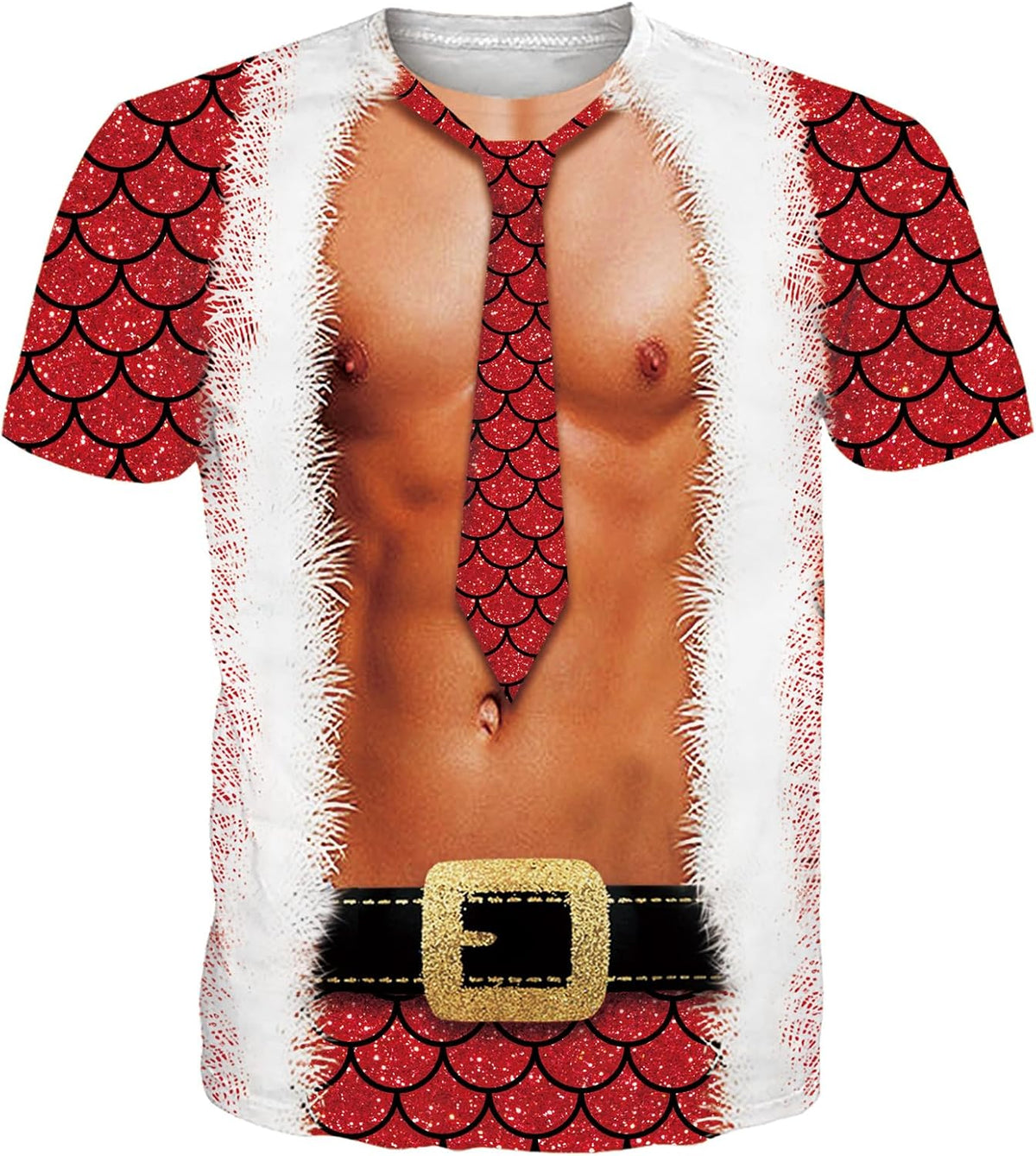 Unisex 3D Muscle Chest Graphic Short Sleeve T-Shirt