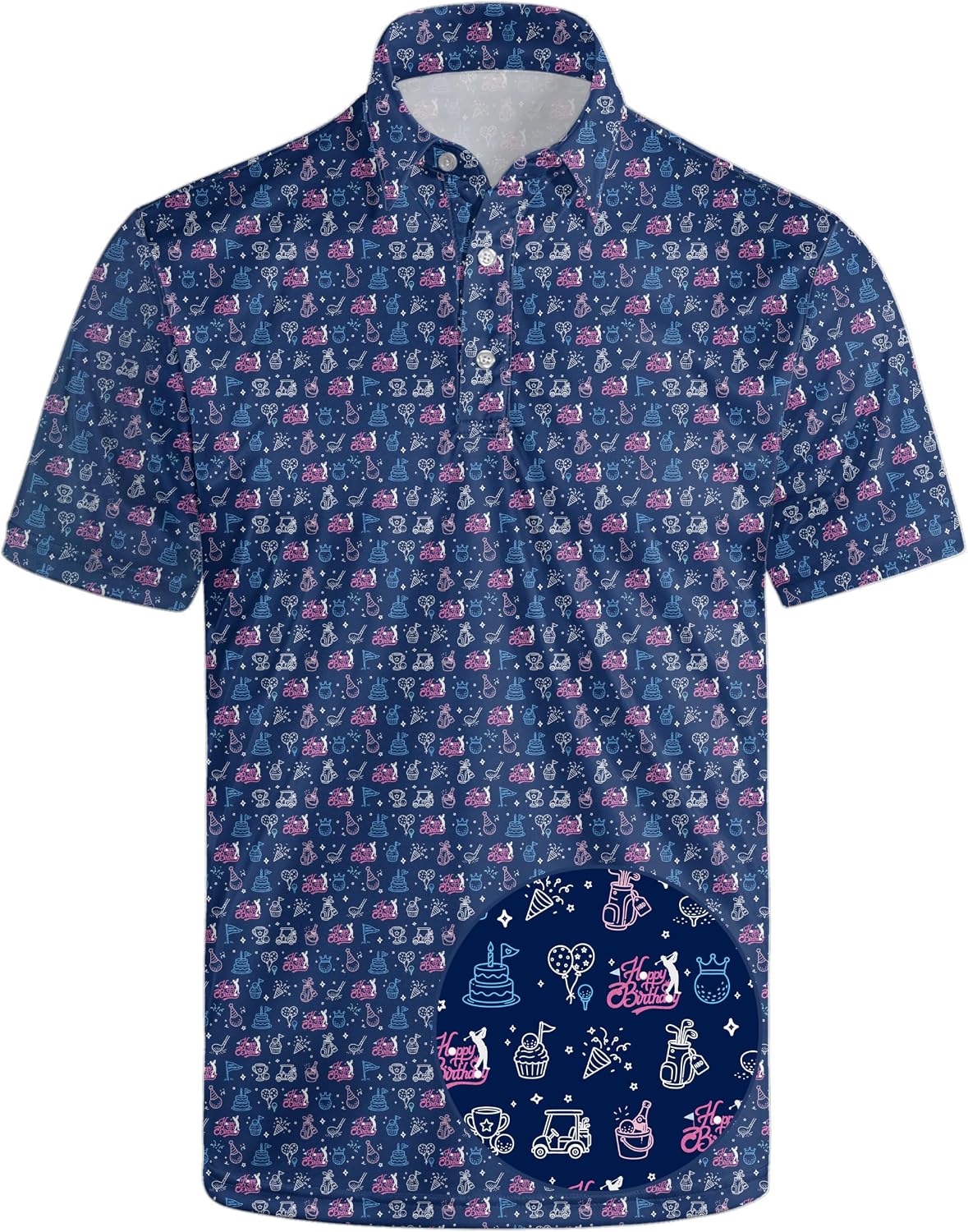 Men’s Funny Print Quick-Dry Performance Golf Polo Shirt