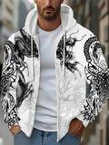 Men’s Dragon Graphic Zip-Up Hoodie Jacket - Printed Design