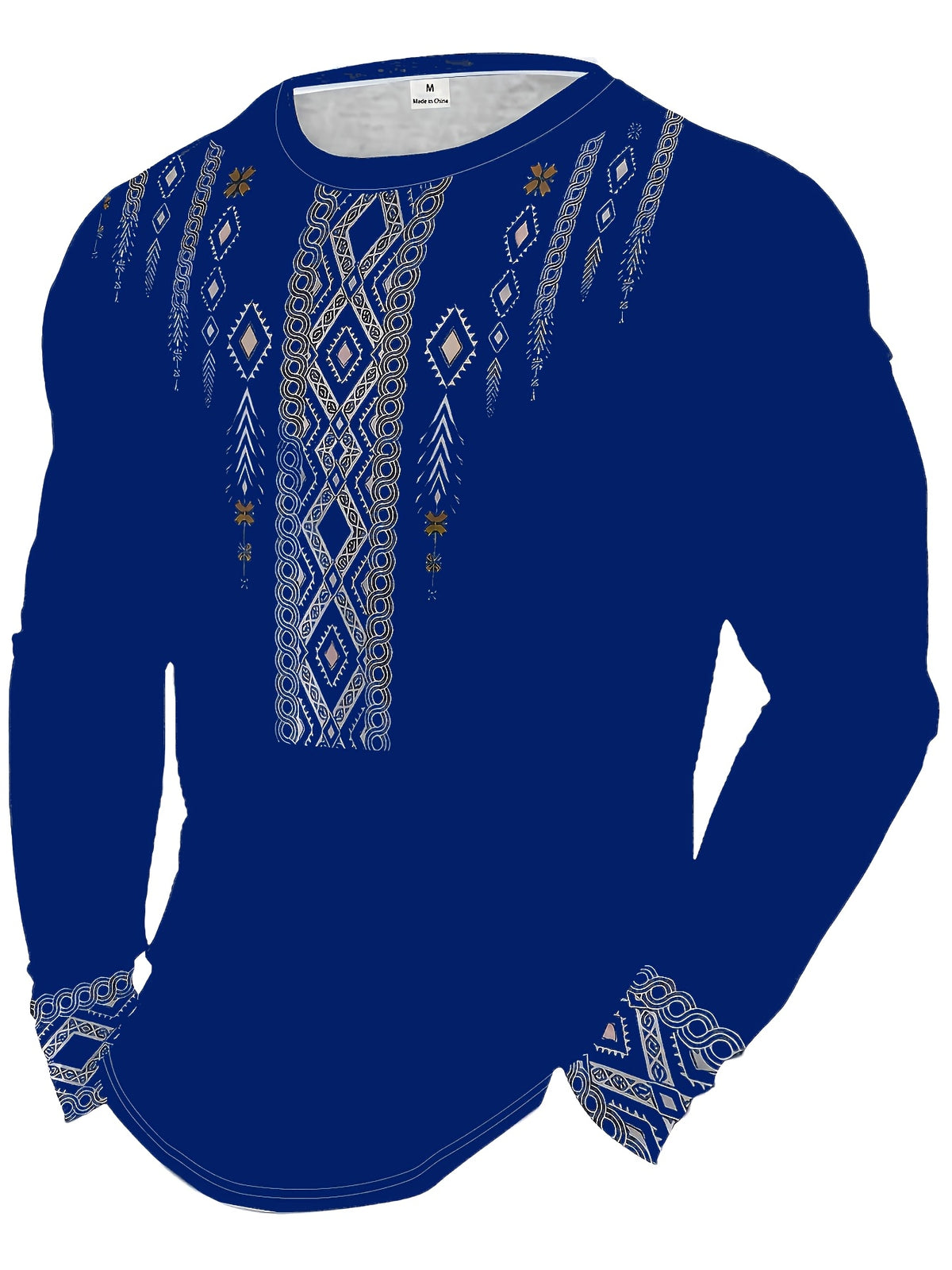 Men’s Tribal Geometric Print Long Sleeve T-Shirt