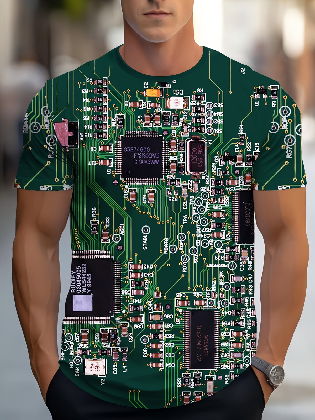 Men’s 3D Graphic Short Sleeve T-Shirt - Green
