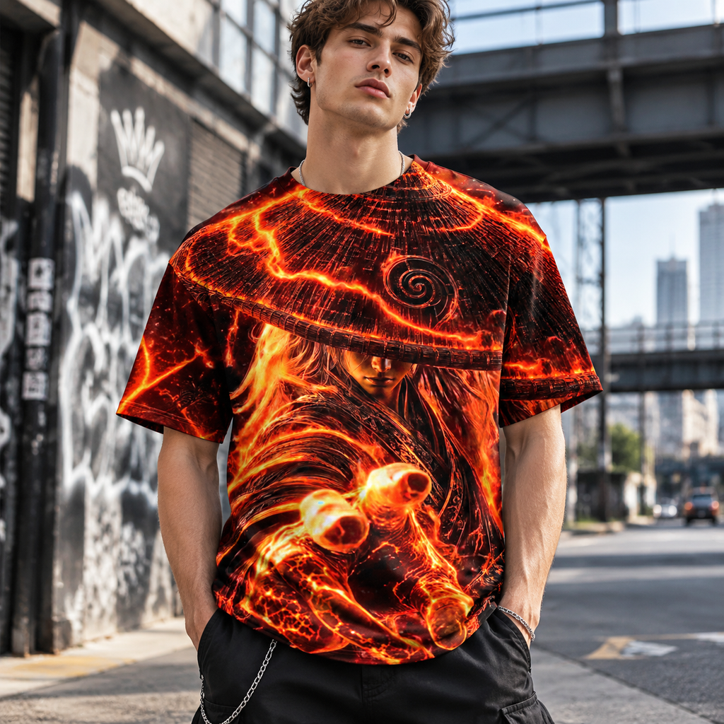 Men's 3D Graphic Print T-Shirt - All-Over Streetwear Tee
