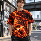 Men's 3D Graphic Print T-Shirt - All-Over Streetwear Tee