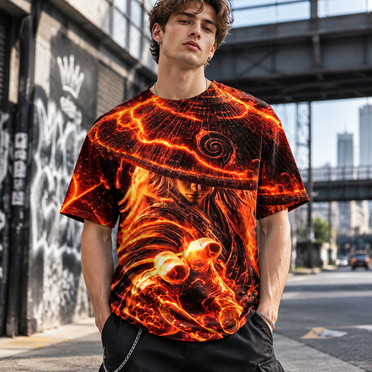 Men's 3D Graphic Print T-Shirt - All-Over Streetwear Tee