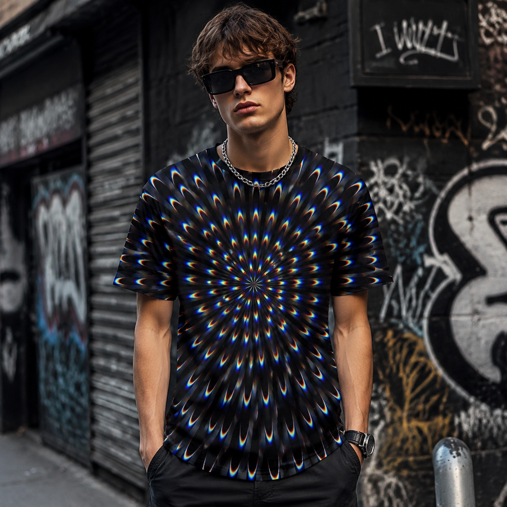 Men's 3D Graphic Print T-Shirt - All-Over Streetwear Tee