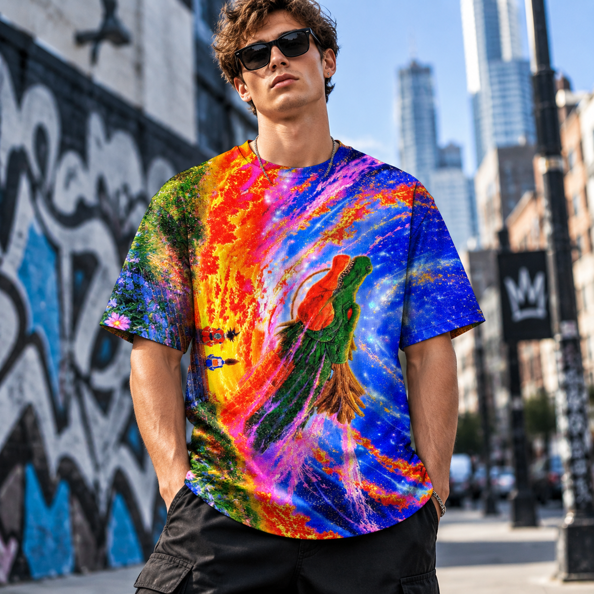 Men's 3D Graphic Print T-Shirt - All-Over Streetwear Tee