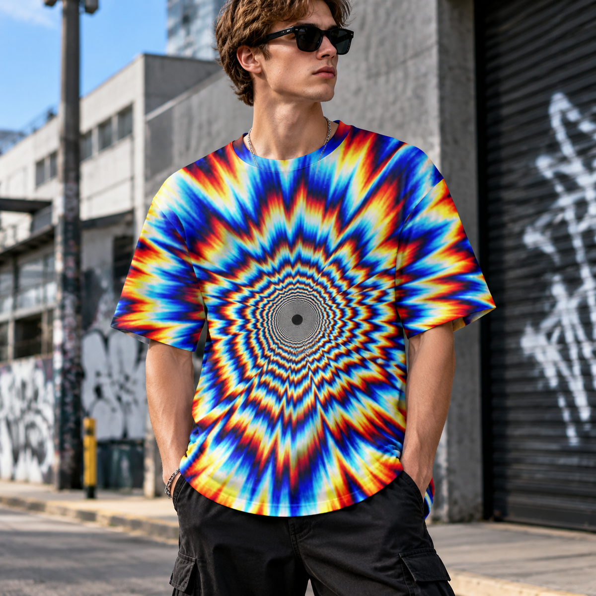 Men's 3D Graphic Print T-Shirt - All-Over Streetwear Tee