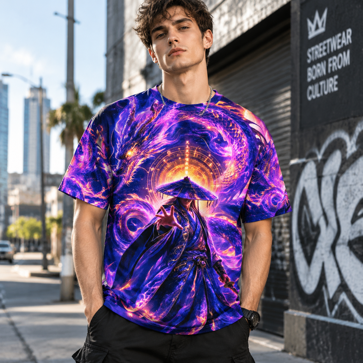 Men's 3D Graphic Print T-Shirt - All-Over Streetwear Tee